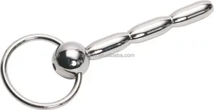 Ribbed Steel Penis Sound Urethral Sound with Ring