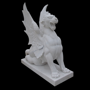Decoración Para el hogar blanco mármol fantasía guardia león con alas escultura - Product Image 1