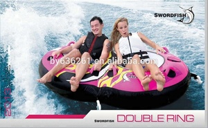 Two Riders <strong>Towable</strong> &amp; Inflatable Surfing Boat Tube Double Ring Water <strong>Towable</strong> Tube - Product Image 2