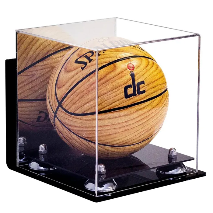 Wall-mounted Acrylic Basketball Display Case With Mirror Back Acrylic Sports Display Box