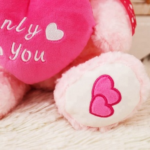 Orso <span class=keywords><strong>rosa</strong></span> all'ingrosso sveglio su ordinazione con i giocattoli della peluche <span class=keywords><strong>del</strong></span> <span class=keywords><strong>cuore</strong></span> per san valentino - Product Image 3