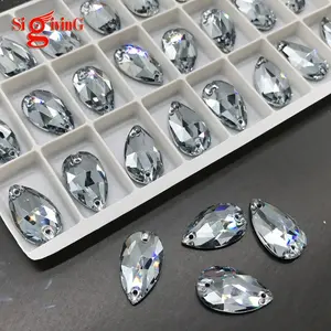 Sparkle Sew on Rhinestones in Drop shape Crystal ab Grey Blue shade Fashion Dance dresses leotards