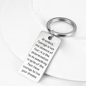 Il coraggio del nipote non è l'assenza di paura abbiate il coraggio di vivere i vostri sogni portachiavi portachiavi ciondolo in acciaio inossidabile - Product Image 1