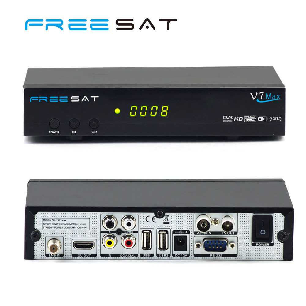Mini HD DVB-S2 de Satélite Digital TV Receptor Freesat V7 Max Árabe FTA Decodificador MPEG4 Apoyo PowerVu