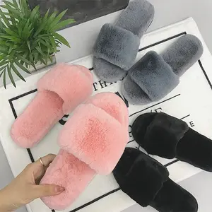 Wanita Sandal Mules Hangat Nyaman Kulit Domba Domba Bulu Sandal