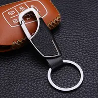 Großhandel Hohe Qualität Handmade Business Herren Metall Schlüssel Kette Schwarz Leder Keychain