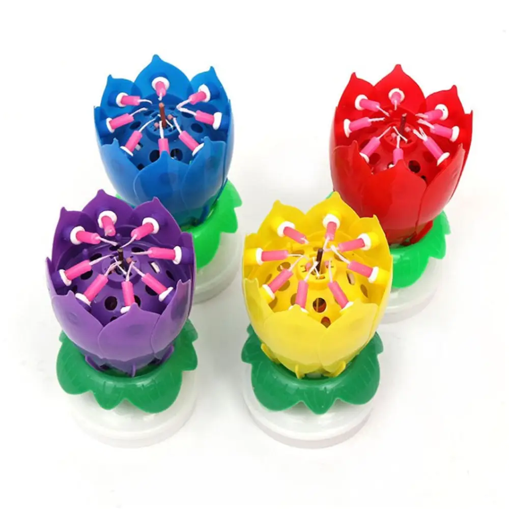 Hot sales Flower Lotus Music Birthday Candle