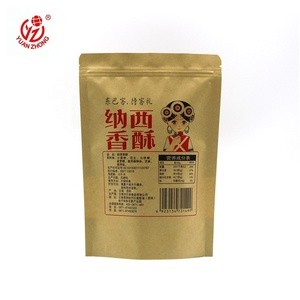 Yz Pack Custom Geprinte Food Grade Ronde Bodem Rits Stand Up Pouch Kraft Papieren Zak Met Doorzichtige Venster Thee/Koffie/Noten Pac