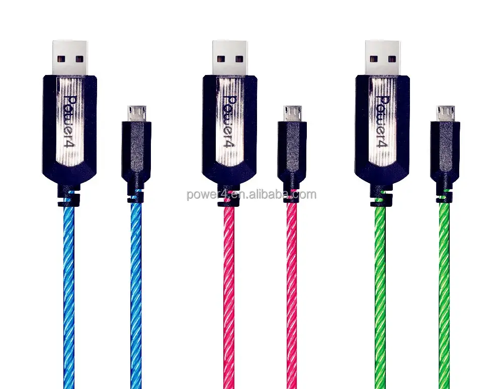 Flujo de Luz LED USB Cable de Carga para Micro USB Dispositivo habilitado
