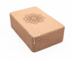 Cork Block Custom Logo Recycled Eco Friendly 100% Natural Wooden Yoga Brick Premium Cork Foam Organic Yoga Block Set For Fitness Exercise