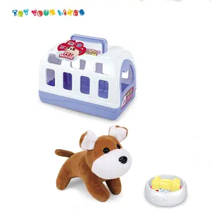 Ept Toys Hot Selling 6 Pcs Pet Plastic Stuffed Dog Toys Soft Animal Kids Toy Plush House with Cage