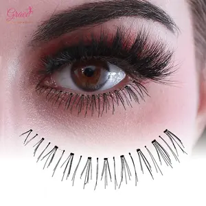 Own Brand Simple Packaging Wholesale see through band Bottom False Eyelashes Under Eye Lash lower Silk Synthetic lashes