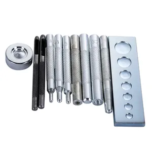 11pcs In Pelle di Metallo Del Mestiere Strumento Die Pugno Foro Snap Rivetto Pulsante di Chiusura Setter Base Kit Per Il FAI DA TE Leathercraft Punch rivetto Set