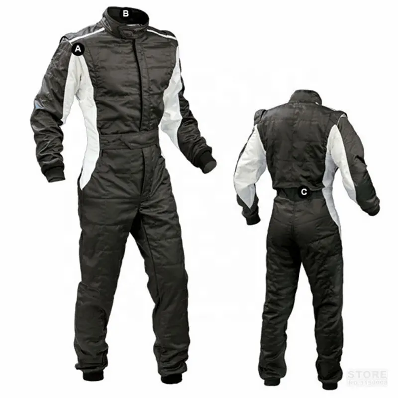 Unisex Two Layer Quilted Satin Racing Karting Suit Car Motorcycle Racing Club Exercise Clothing Overalls Stig Suit Waterproof