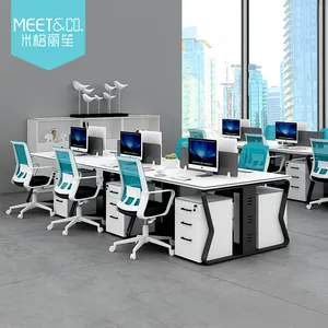 Perabot Kantor Workstation dengan Kabinet 4, 6, 8 Orang Set Meja Kerja Perabot Kantor