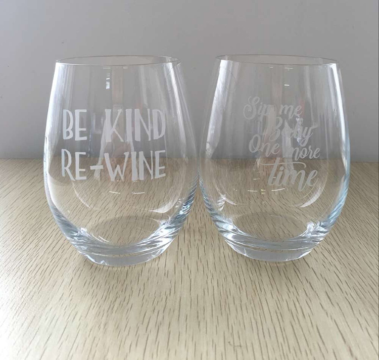 Wholesale transparent handmade custom wine glasses stemless wine glass set