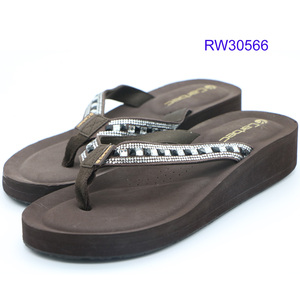 Las mujeres de calidad superior Rhinestone Flip Flops flor impreso playa Flop zapatillas - Product Image 3