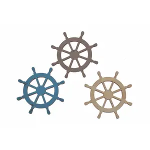 Commercio all'ingrosso di Legno Set Vintage Nautico Wall Art Beach Vela Pesce di Mare Spiaggia Cavallo Arredamento Shabby Chic