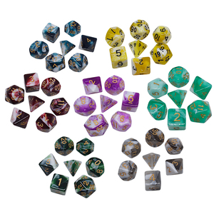 Juego de dados poliédricos de <span class=keywords><strong>color</strong></span> personalizado para juegos de rol DND-dados de resina de alta calidad de 7 piezas con diseño de mármol - Product Image 1