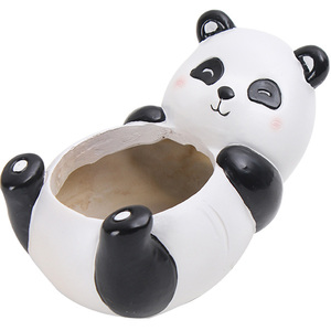 Roogo Creative Art Artisanat Sourire Panda Forme Succulent Planteur Pot Résine Décoration De Bureau Pots De Fleurs pour La Maison ou Le Jardin Cadeaux - Product Image 2