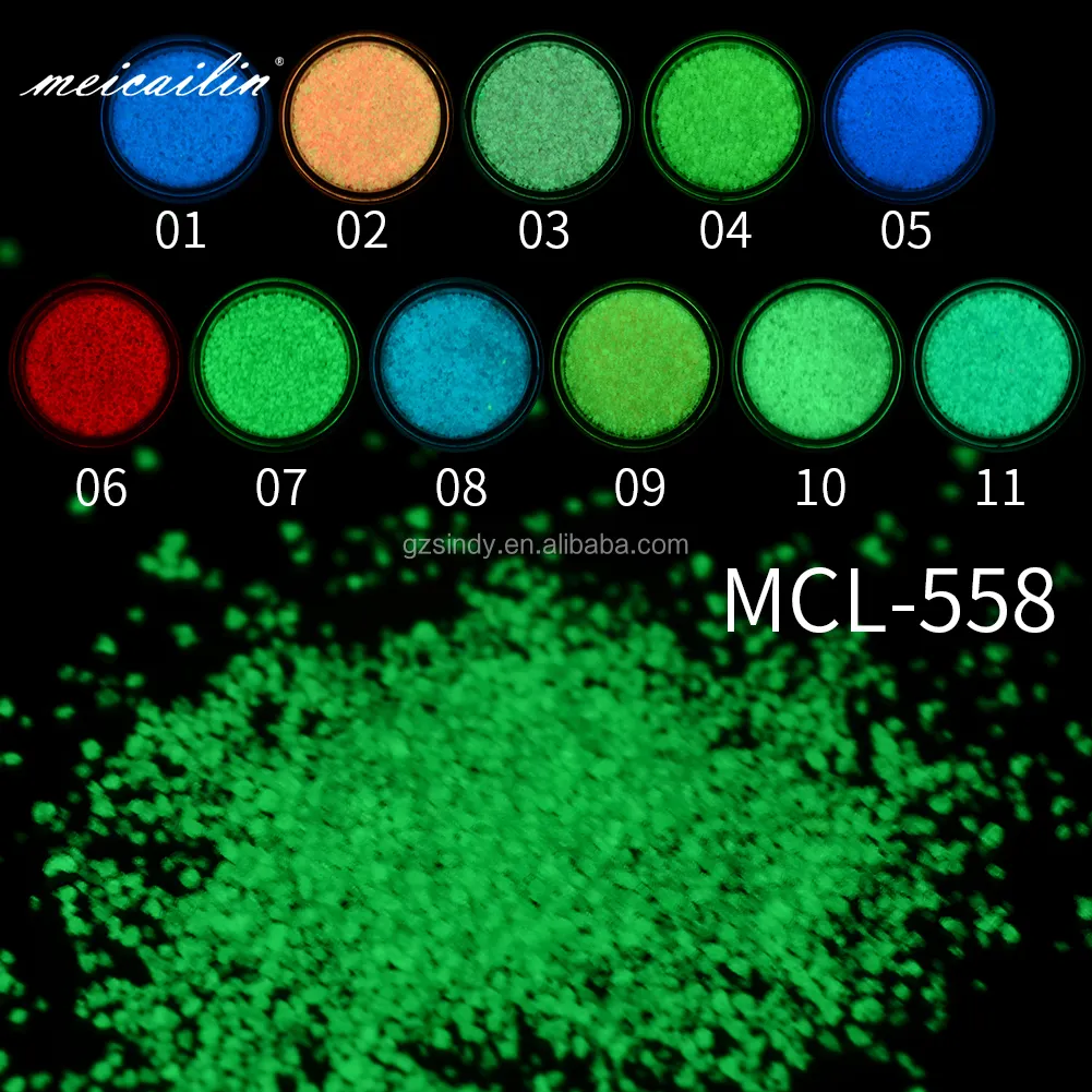 ネイルアート蛍光発光グリッターパウダーサンドグローインダーク
