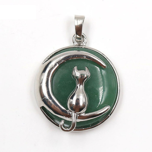 Liontin Batu Alam Bentuk Bulan Sabit Grosir dengan Lapisan Perak CAT Chakra Healing Reiki untuk Pembuatan Perhiasan - Product Image 2