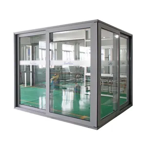 超级屋NOA滑动玻璃门，带格栅新产品铝室内无框玻璃办公室滑动门