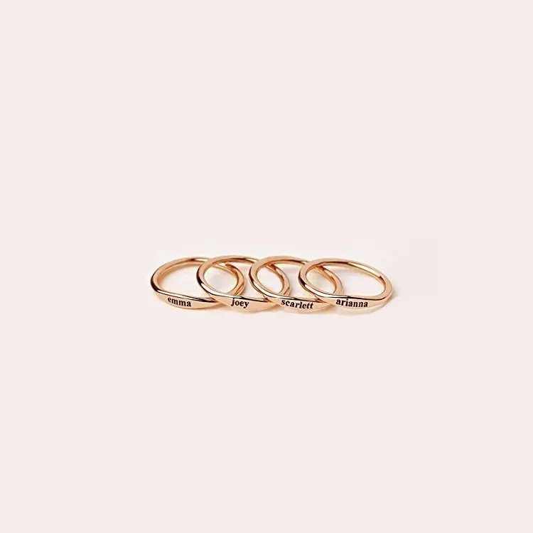 Anel personalizado minimalista para mulheres, joias personalizadas com nome personalizado, delicado, anel de pedra para madrinhas de casamento
