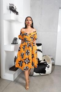 Produttore di abbigliamento Logo personalizzato di alta qualità nuove signore di <span class=keywords><strong>moda</strong></span> con spalle scoperte scollo a V <span class=keywords><strong>oversize</strong></span> donne africane vestito stampa cera - Product Image 4