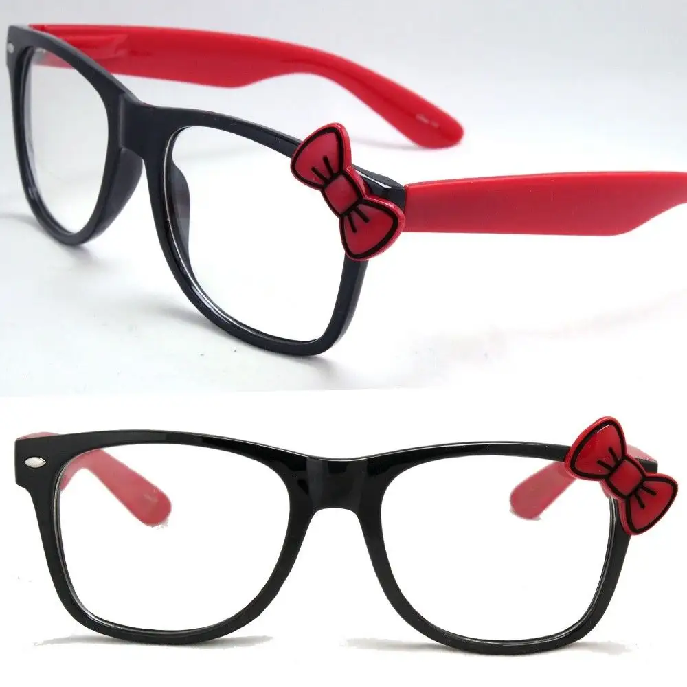 Gafas con montura de lente transparente para mujer, con lazo, Hello Kitty, para fiesta, a la moda, SA3157