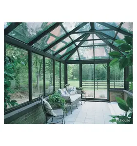Sunroom铝挤压大设计美丽的铝框架玻璃房子为外部