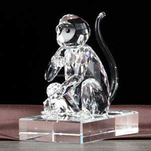 Figura de mono de cristal óptico, modelo de animal del zodiaco chino