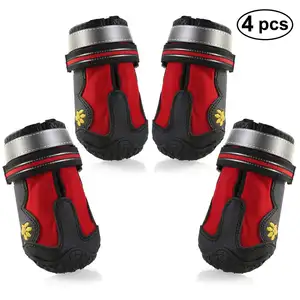 Groothandel 4 Stuks Anti-Slip Waterdichte Huisdier Laarzen Warme Poot Protector Schoenen Hond Booties