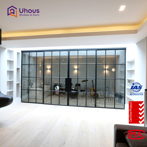 Portes en verre sans cadre en aluminium personnalisées pour l'intérieur, portes de salon en verre - Product Image 1
