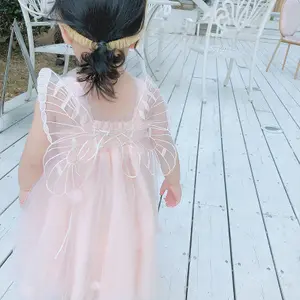 De hadas coreano verano nuevo bebé niño niños alas de mariposa princesa de fiesta de encaje suave vestido de niña