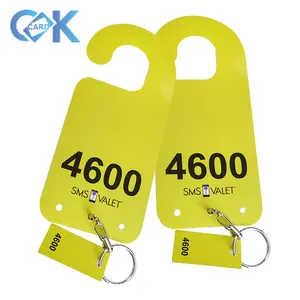 Customized New Style PVC Door Hang Tag Personalized Plastic Door Hang Card With Key Tag