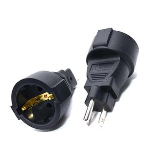 Industrial NEMA 5-15P to EU Schuko Female 15A 250V US 3Pin Male to <strong>Euro</strong> Schuko Female <strong>Adapter</strong> with 2 Outlets - Product Image 1