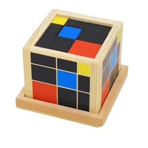 Jouet mathématiques Montessori coffre-fort en bois de hêtre, cube trinoculaire de haute qualité, offre spéciale - Product Image 1