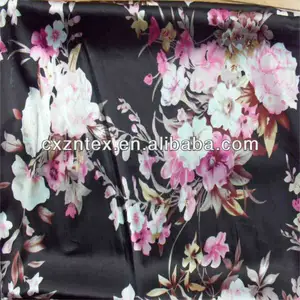 Bloemen polyester satijnen jurk stof