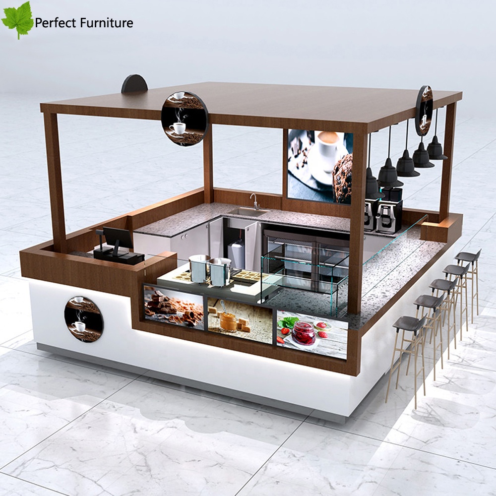 Nâu Thiết Kế Mall Cà Phê Thực Phẩm Kiosk Espresso Cà Phê Cửa Hàng Bar Truy Cập Cho Bán