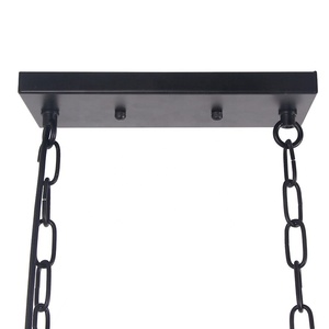 <span class=keywords><strong>Lampadario</strong></span> Industriale C14 a 3 Luci per Bar e Ristoranti, Lampada a Sospensione Nera con <span class=keywords><strong>Gabbia</strong></span> in Ferro e Paralume a Rete, Catena per Lampadari da Isola - Product Image 4