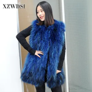 CX-G-B-63B Russische En Koreaanse Stijl Winter Lente Wasbeer Echt Bont Korte Vest