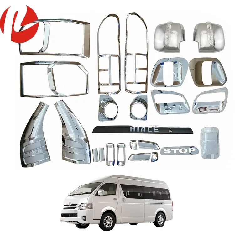 ABS Chrome Accessoires Lampu Depan Penutup Cermin Samping Lampu Belakang untuk Hiace Van Quantum MRT KDH200 2014-2016