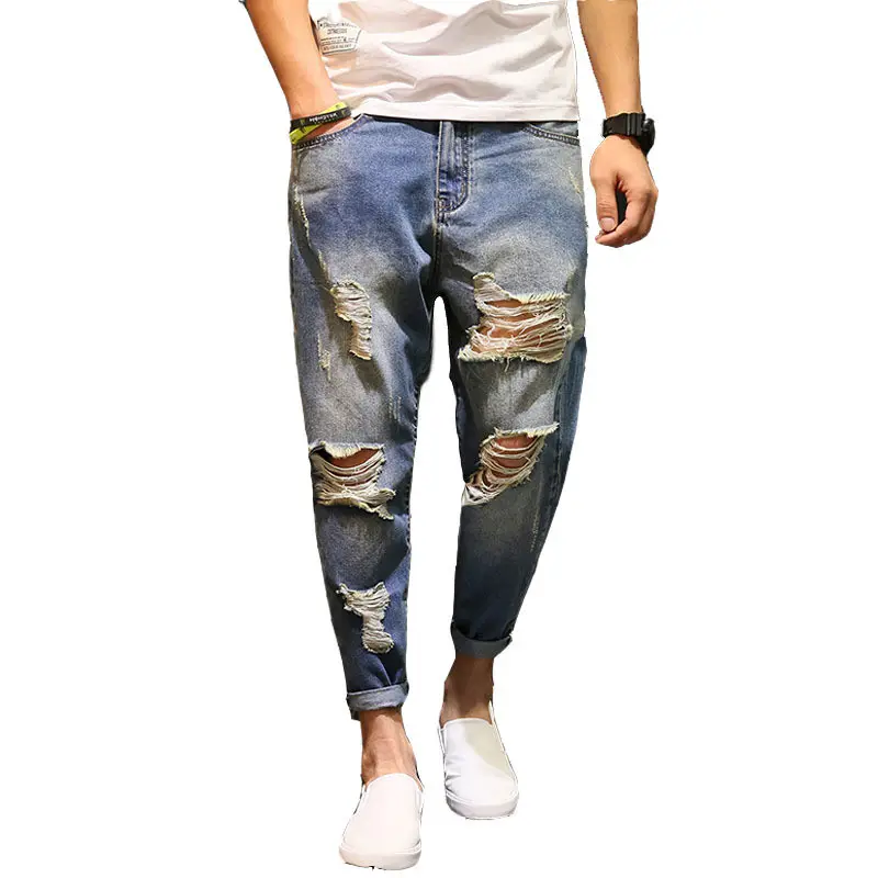 Jean déchiré pour hommes ample, pantalon harem, collection printemps-été, version sud-coréen de la tendance