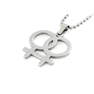 Olivia 不锈钢同性恋骄傲符号双女 LGBT 标志项链银同性恋吊坠项链
