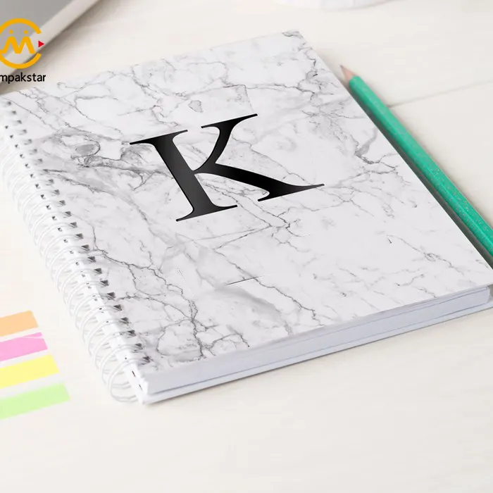 Personalized marble texture big letter hardcover birthday gift spiral notebook