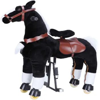Children game electric plush toy horse mechanical scooter riding horse