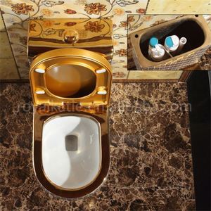 Appareils sanitaires chinois toilette de luxe en céramique complète pour hôtel toilette dorée en diamant - Product Image 4