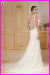 2015 guangzhou moda del cordón del vintage sleevesless una línea de vestidos de novia con ver <span class=keywords><strong>a</strong></span> través de la espalda AG072 - Product Image 2
