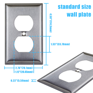 Shanghai Linsky 1-Gang Duplex Receptacle Stainless Steel <strong>Wall</strong> <strong>Plate</strong> for Indoor Use Single Pole US (7721) - Product Image 2